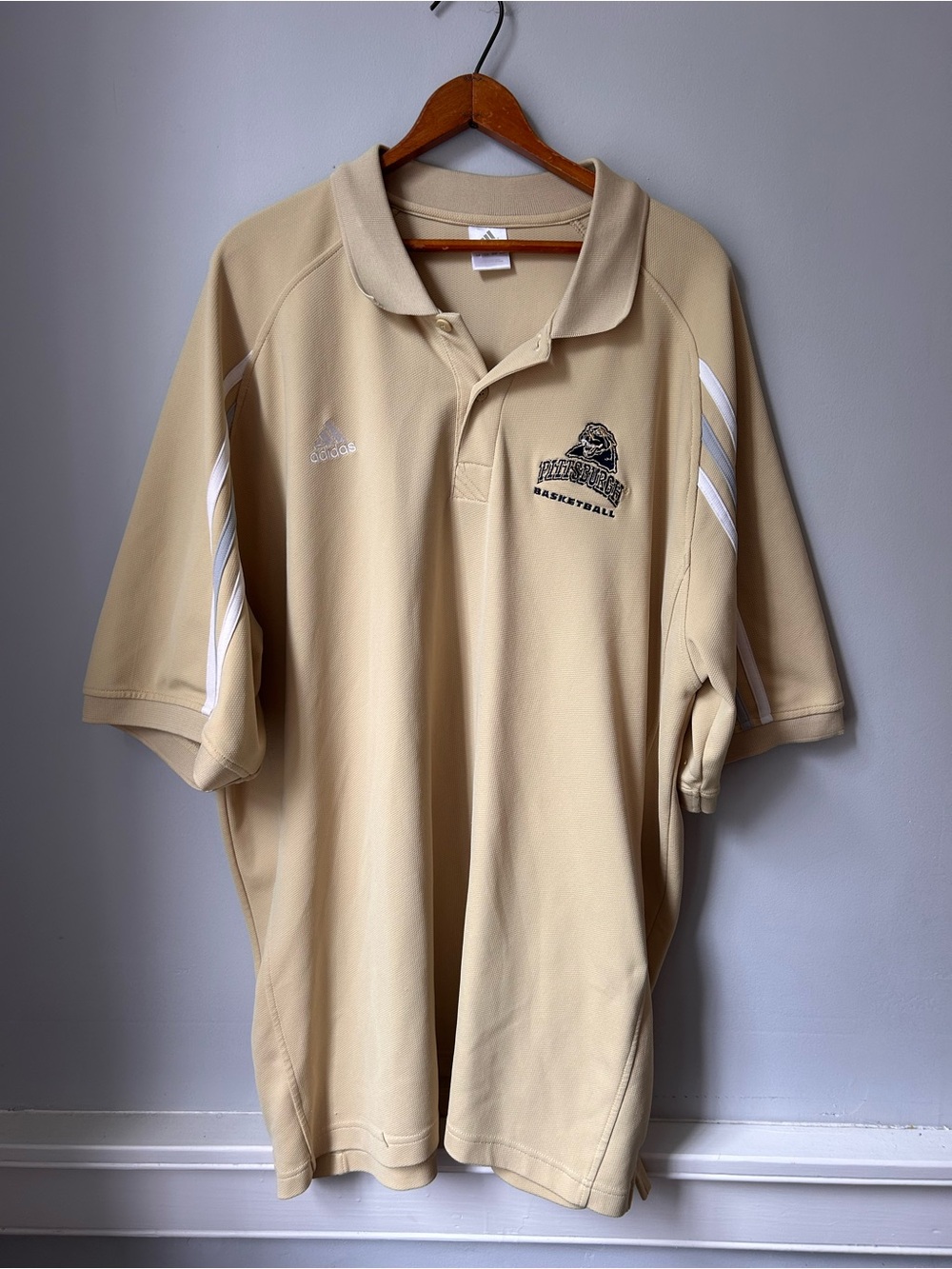 Pitt‎ Panthers Shirt Mens 2XL XXL Gold Adidas Polo Performance Basketball